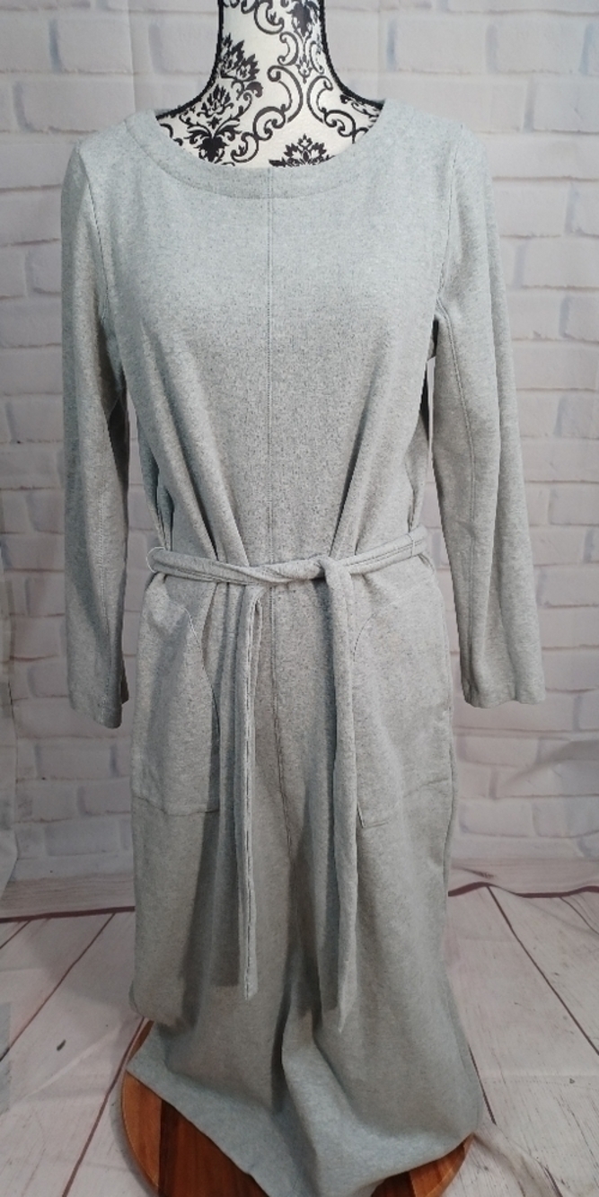J Jill women's long sleeve stretch knit belted size medium dress pockets bb16